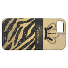 Black Faux Glitter Zebra Print & Jewel Crown