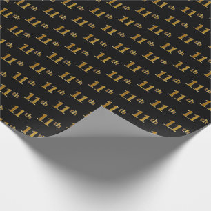 Black, Faux Gold 11th (Eleventh) Event Wrapping Paper