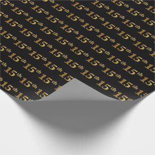 Black, Faux Gold 15th (Fifteenth) Event Wrapping Paper