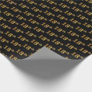 Black, Faux Gold 18th (Eighteenth) Event Wrapping Paper