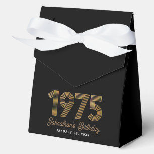 Black Faux Gold 1975 50th Birthday Favour Box