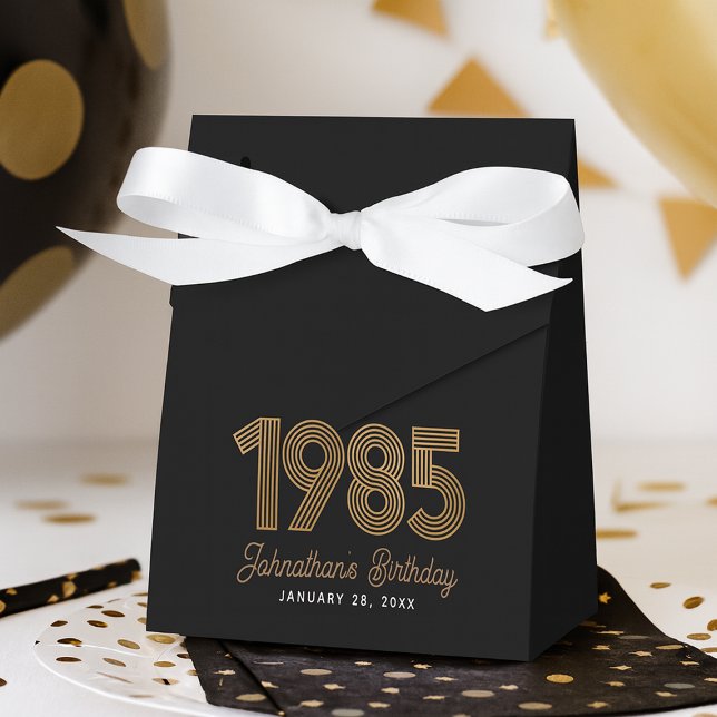 Black Faux Gold 1985 40th Birthday Favour Box (Black Faux Gold 1985 40th Birthday Favor Boxes
#40thbirthday)