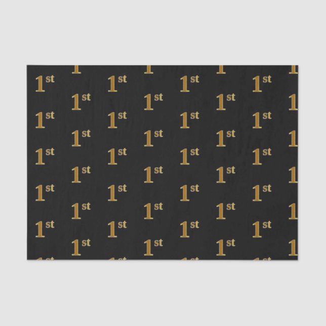Black, Faux Gold 1st (First) Event Tissue Paper (Front)