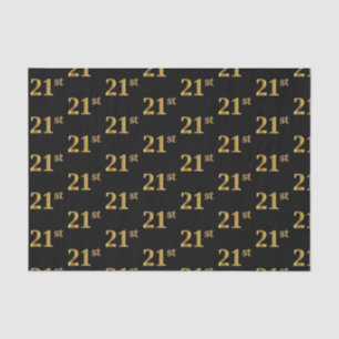 Black, Faux Gold 21st (Twenty-First) Event Tissue Paper