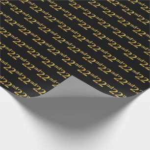 Black, Faux Gold 22nd (Twenty-Second) Event Wrapping Paper