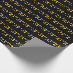 Black, Faux Gold 23rd (Twenty-Third) Event Wrapping Paper