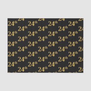 Black, Faux Gold 24th (Twenty-Fourth) Event Tissue Paper