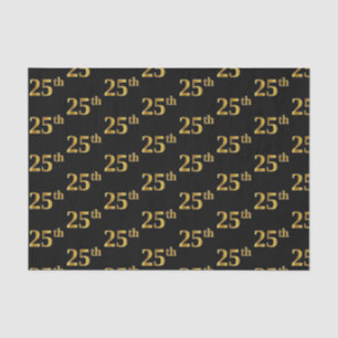 Black, Faux Gold 25th (Twenty-Fifth) Event Tissue Paper
