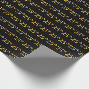 Black, Faux Gold 25th (Twenty-Fifth) Event Wrapping Paper
