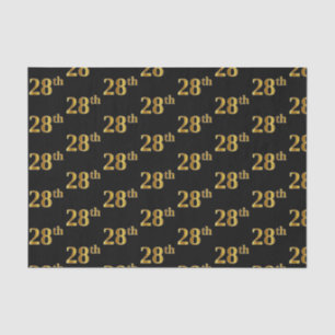 Black, Faux Gold 28th (Twenty-Eighth) Event Tissue Paper