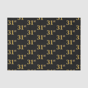 Black, Faux Gold 31st (Thirty-First) Event Tissue Paper