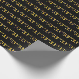 Black, Faux Gold 33rd (Thirty-Third) Event Wrapping Paper