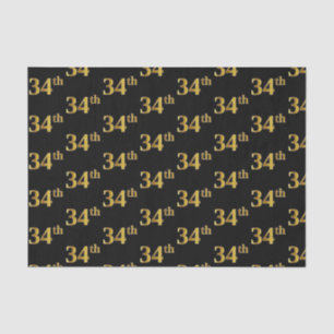 Black, Faux Gold 34th (Thirty-Fourth) Event Tissue Paper