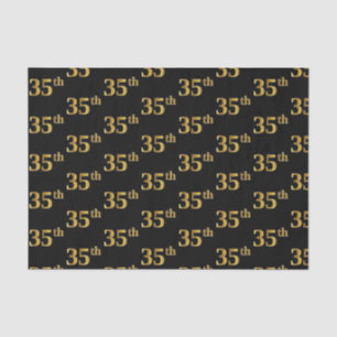 Black, Faux Gold 35th (Thirty-Fifth) Event Tissue Paper
