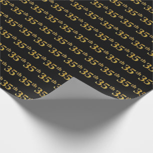 Black, Faux Gold 35th (Thirty-Fifth) Event Wrapping Paper