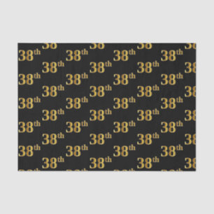 Black, Faux Gold 38th (Thirty-Eighth) Event Tissue Paper