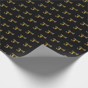 Black, Faux Gold 3rd (Third) Event Wrapping Paper