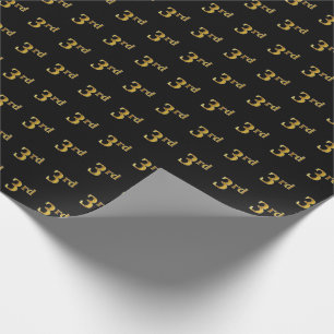 Black, Faux Gold 3rd (Third) Event Wrapping Paper
