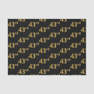 Black, Faux Gold 43rd (Forty-Third) Event Tissue Paper