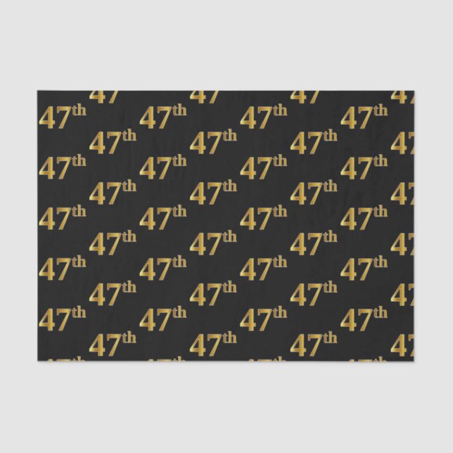 Black, Faux Gold 47th (Forty-Seventh) Event Tissue Paper (Front)