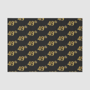 Black, Faux Gold 49th (Forty-Ninth) Event Tissue Paper