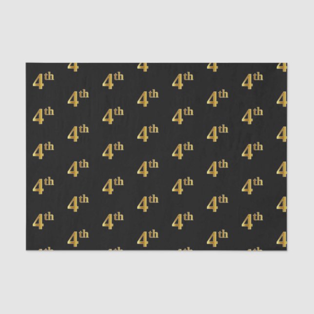 Black, Faux Gold 4th (Fourth) Event Tissue Paper (Front)