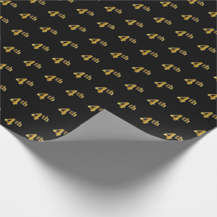 Black, Faux Gold 4th (Fourth) Event Wrapping Paper