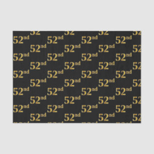 Black, Faux Gold 52nd (Fifty-Second) Event Tissue Paper