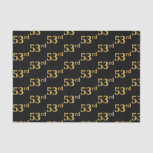 Black, Faux Gold 53rd (Fifty-Third) Event Tissue Paper
