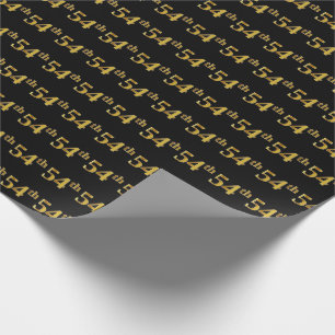 Black, Faux Gold 54th (Fifty-Fourth) Event Wrapping Paper