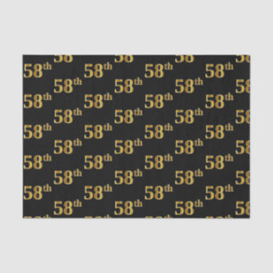 Black, Faux Gold 58th (Fifty-Eighth) Event Tissue Paper