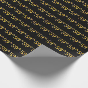 Black, Faux Gold 59th (Fifty-Ninth) Event Wrapping Paper