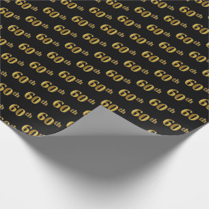 Black, Faux Gold 60th (Sixtieth) Event Wrapping Paper