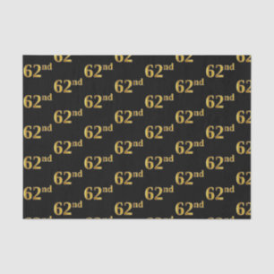 Black, Faux Gold 62nd (Sixty-Second) Event Tissue Paper