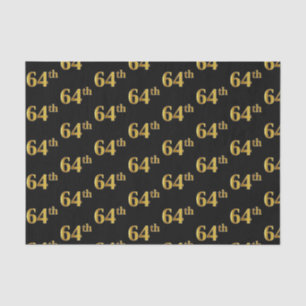 Black, Faux Gold 64th (Sixty-Fourth) Event Tissue Paper