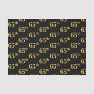 Black, Faux Gold 65th (Sixty-Fifth) Event Tissue Paper