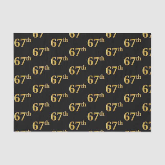 Black, Faux Gold 67th (Sixty-Seventh) Event Tissue Paper (Front)