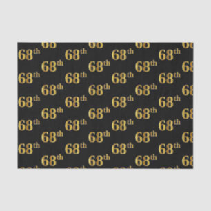 Black, Faux Gold 68th (Sixty-Eighth) Event Tissue Paper