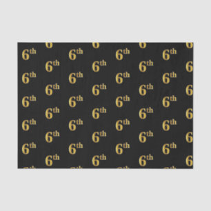 Black, Faux Gold 6th (Sixth) Event Tissue Paper