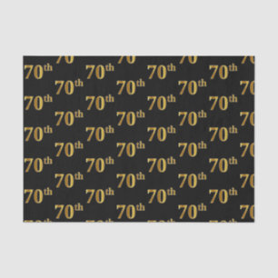 Black, Faux Gold 70th (Seventieth) Event Tissue Paper