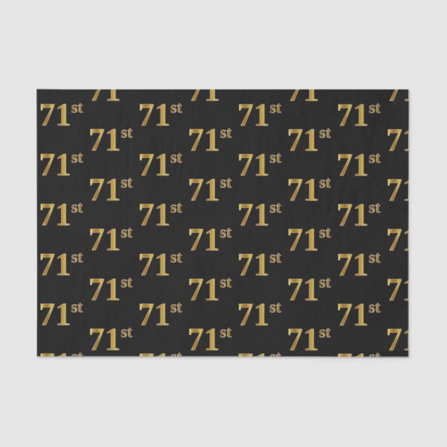 Black, Faux Gold 71st (Seventy-First) Event Tissue Paper (Front)