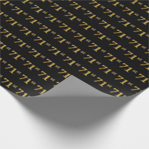Black, Faux Gold 71st (Seventy-First) Event Wrapping Paper