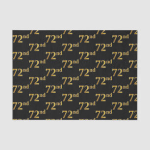 Black, Faux Gold 72nd (Seventy-Second) Event Tissue Paper