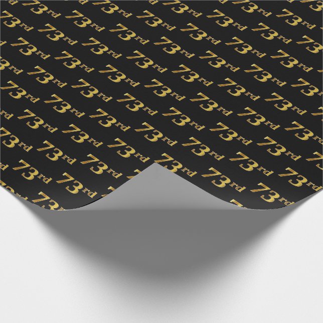 Black, Faux Gold 73rd (Seventy-Third) Event Wrapping Paper (Corner)