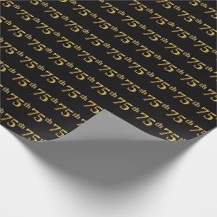Black, Faux Gold 75th (Seventy-Fifth) Event Wrapping Paper