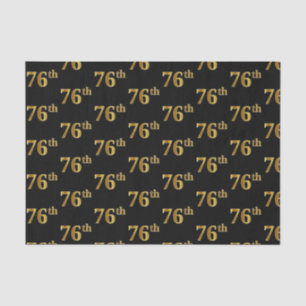 Black, Faux Gold 76th (Seventy-Sixth) Event Tissue Paper