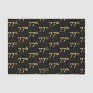 Black, Faux Gold 77th (Seventy-Seventh) Event Tissue Paper
