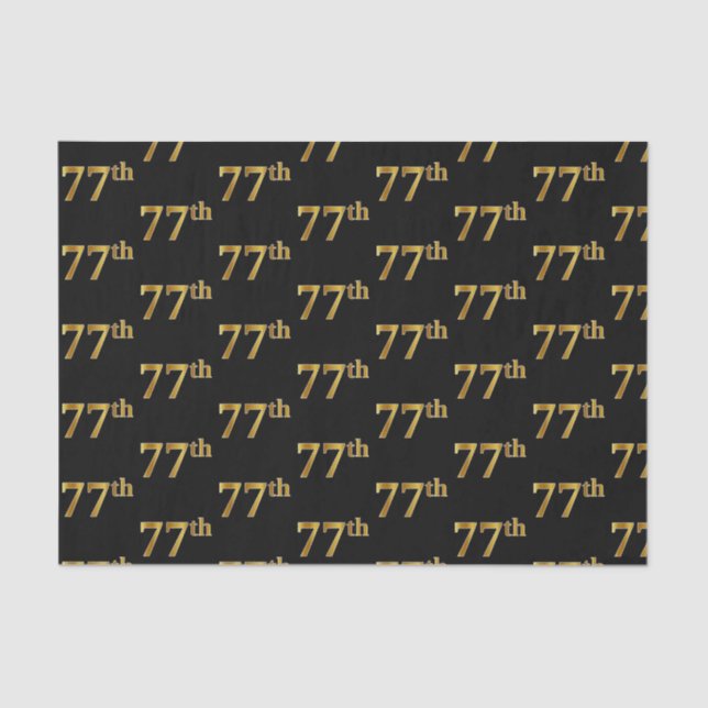 Black, Faux Gold 77th (Seventy-Seventh) Event Tissue Paper (Front)
