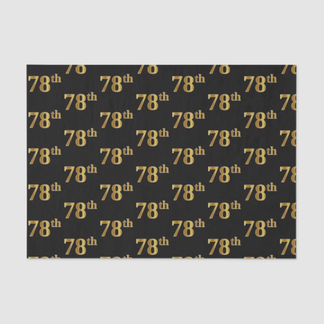 Black, Faux Gold 78th (Seventy-Eighth) Event Tissue Paper (Front)