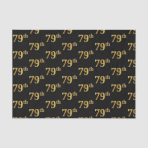 Black, Faux Gold 79th (Seventy-Ninth) Event Tissue Paper